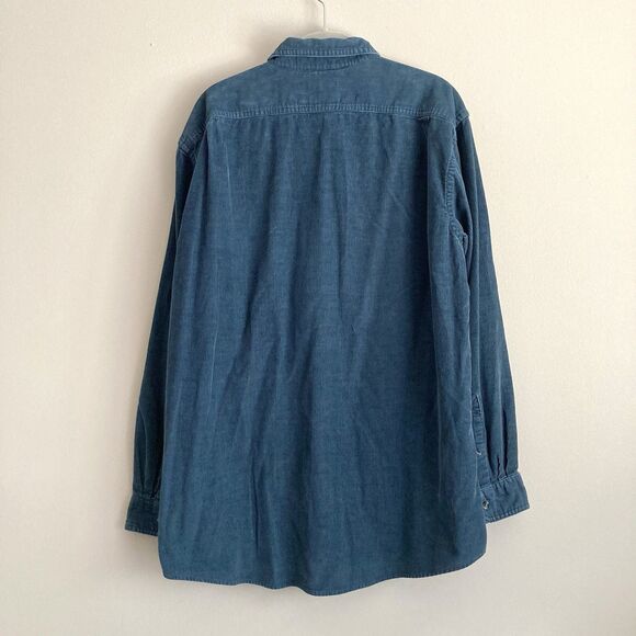 LL Bean Mens Blue Corduroy Button Down Shirt Size Large TALL 100% Cotton Classic - Picture 6 of 9